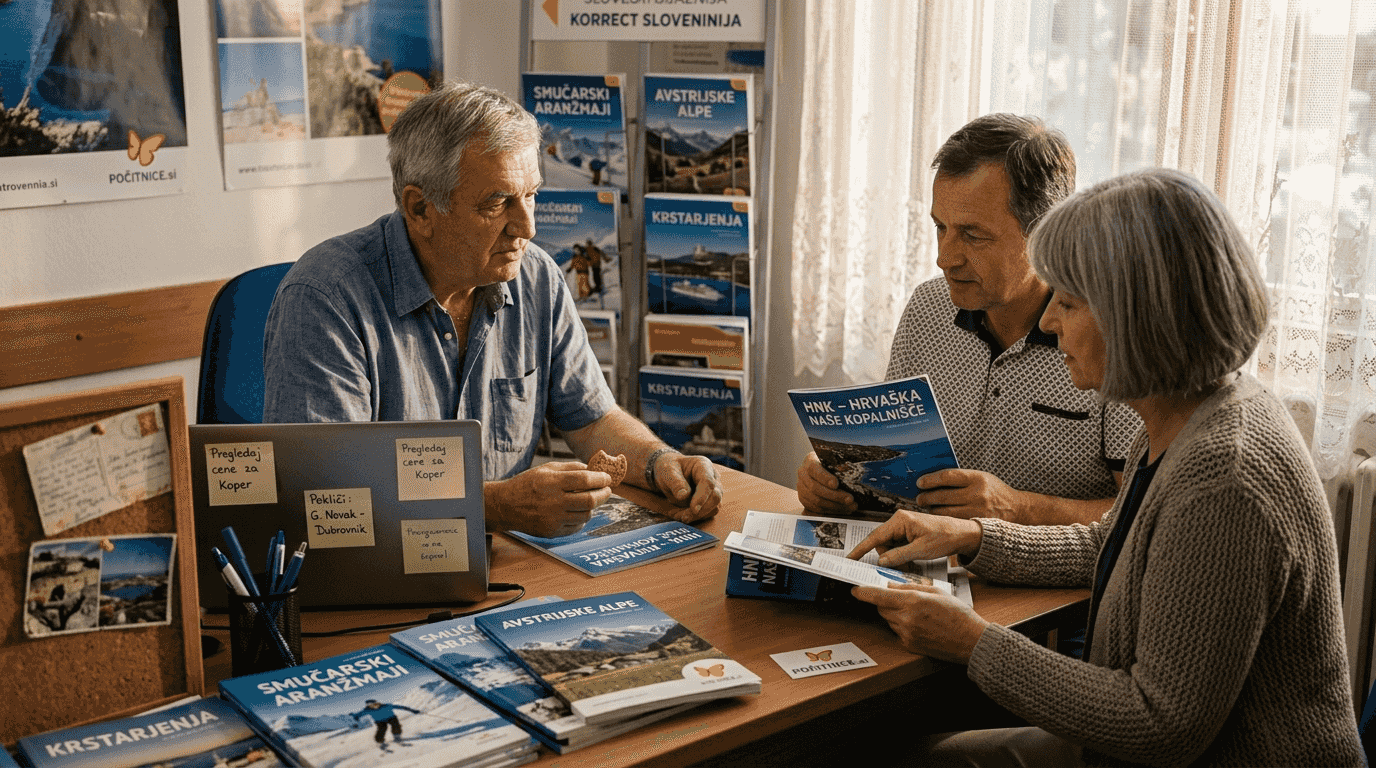 Savjetnik u turističkoj agenciji pomaže putnicima pri odabiru najprikladnijeg odmora.