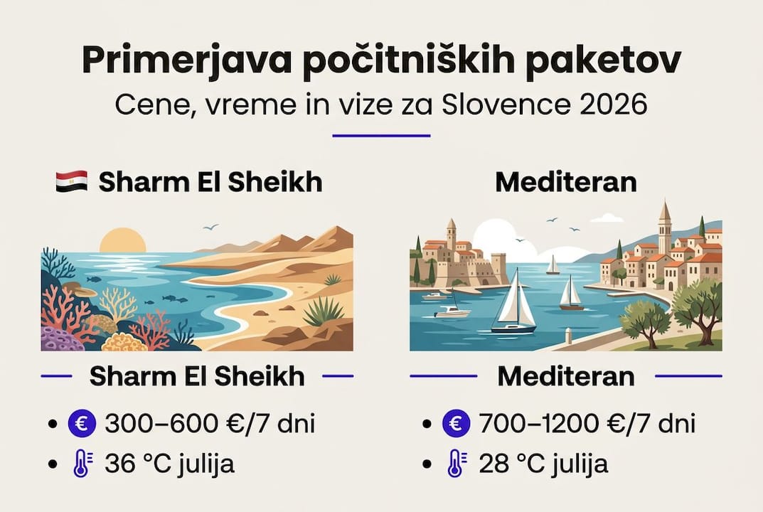 Infografika: primerjava stroškov dopusta v Šarmu in na Sredozemlju