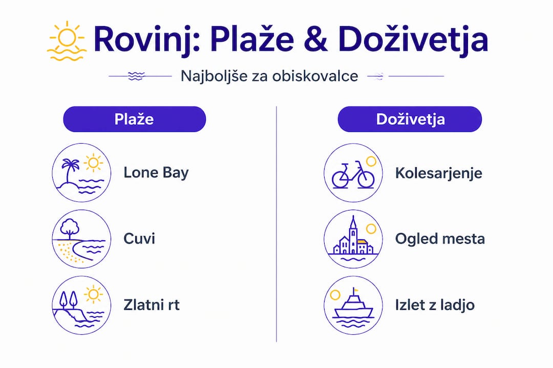 Infografika: primerjava rovinjskih plaž in doživetij na obali
