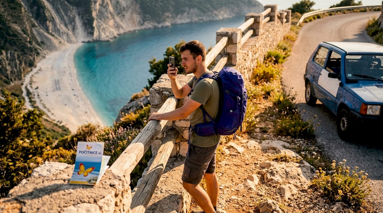 Nepozaben pogled na obalo Myrtos s panoramske točke