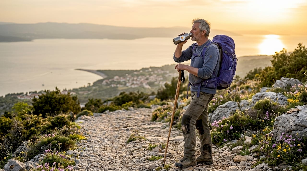 Planinec, ki se vzpenja proti vrhu Vidove gore