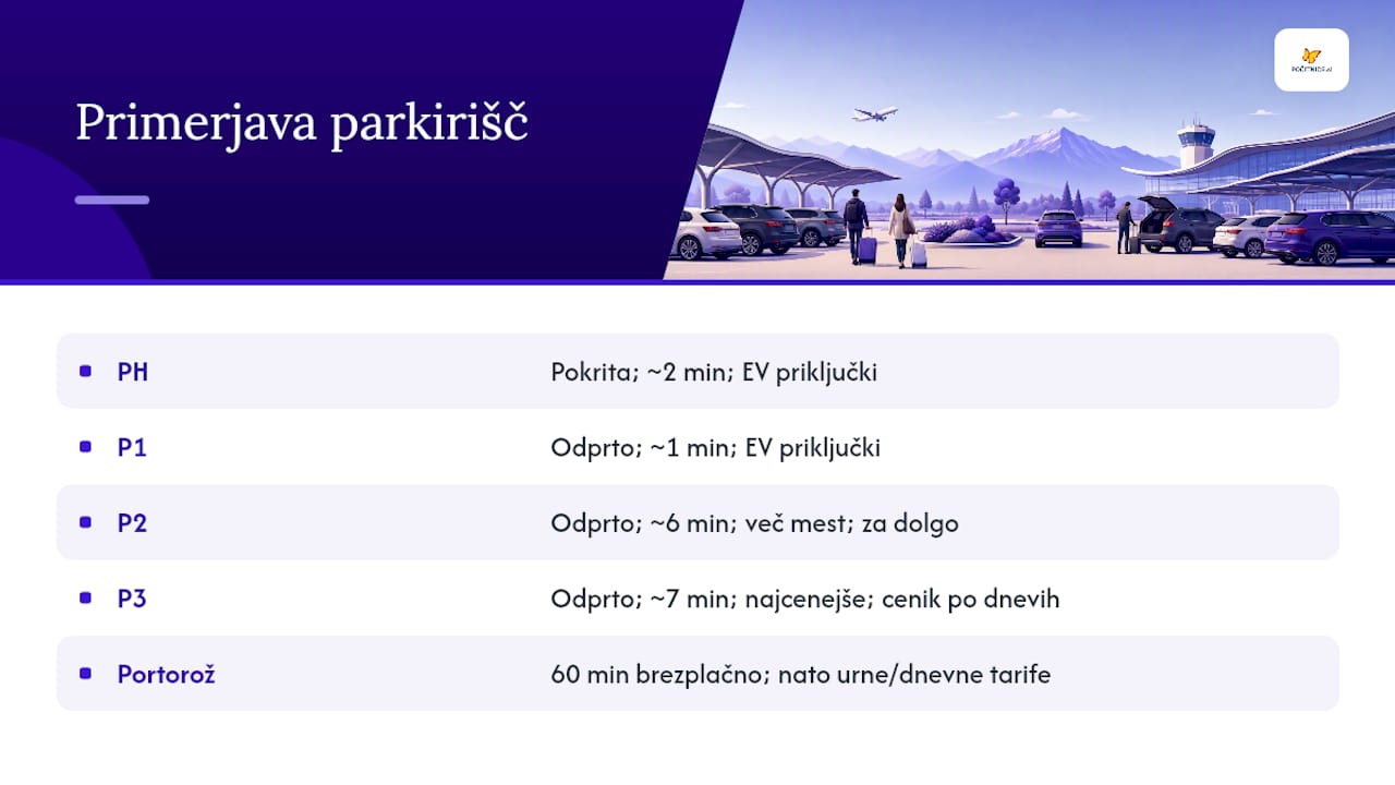 Primerjava letaliških parkirišč in njihovih razdalj