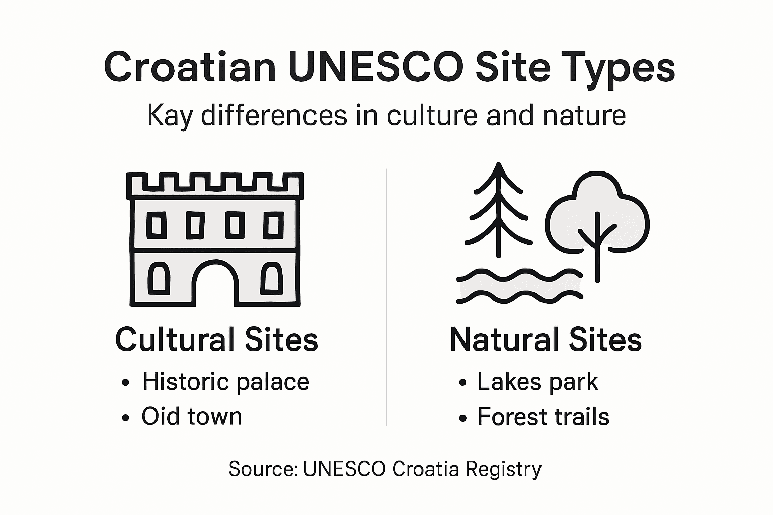 Infographic showing UNESCO cultural versus natural sites
