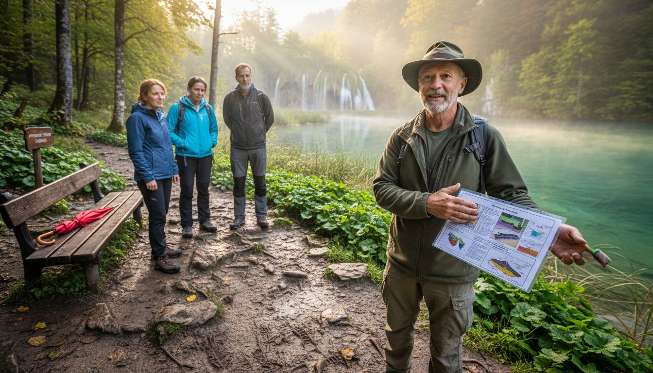 Guide leading private Plitvice tour group