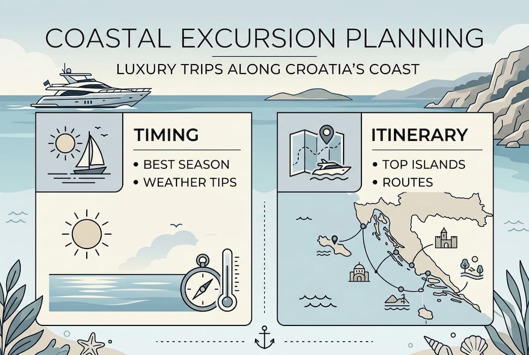 Infographic visualizing planning steps for Croatia excursions