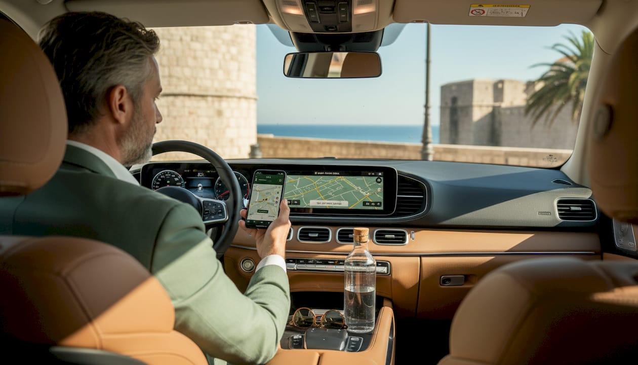 Driver prepares luxury tour vehicle near Split