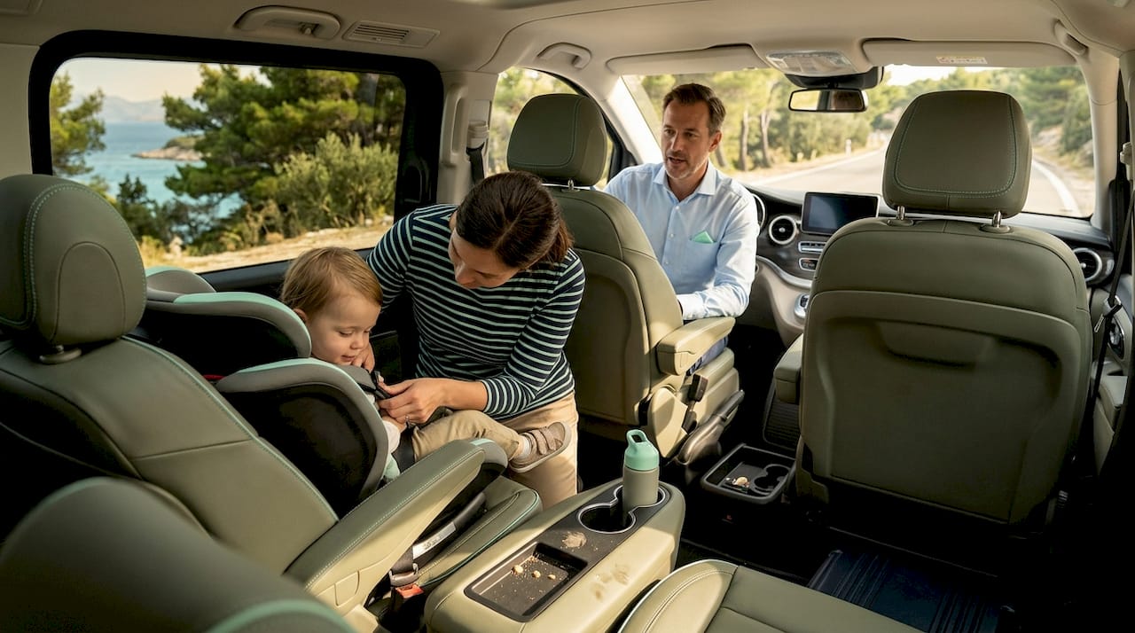 Family settles into private transfer van
