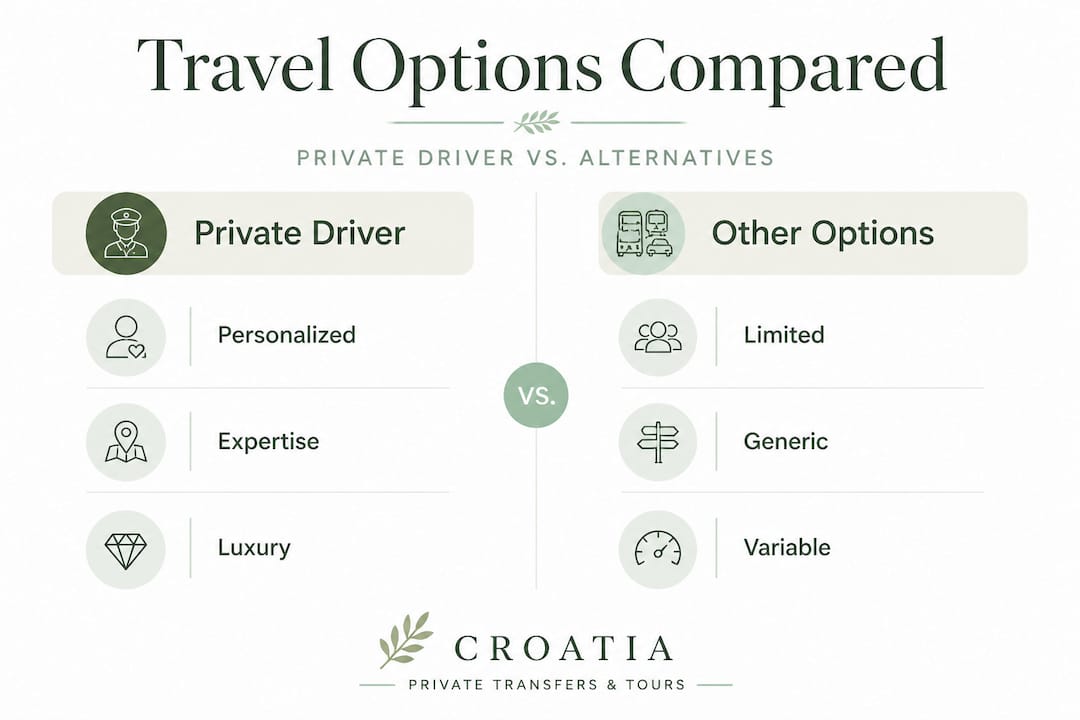 Infographic comparing travel options in Croatia