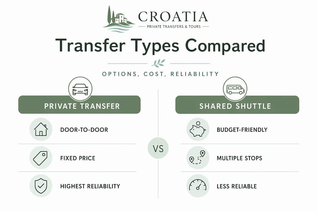 Infographic comparing transfer types, cost, reliability