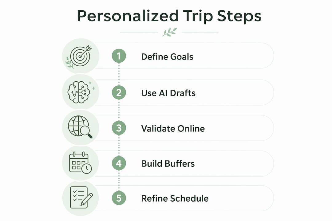 Infographic illustrating steps to personalize day trips