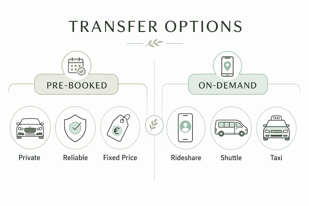 Infographic comparing pre-booked and on-demand transfers