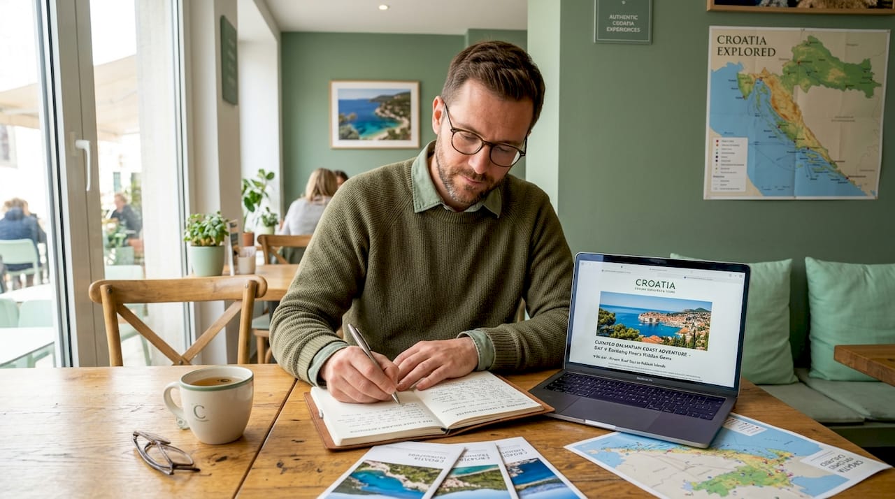 Travel consultant creating custom itinerary