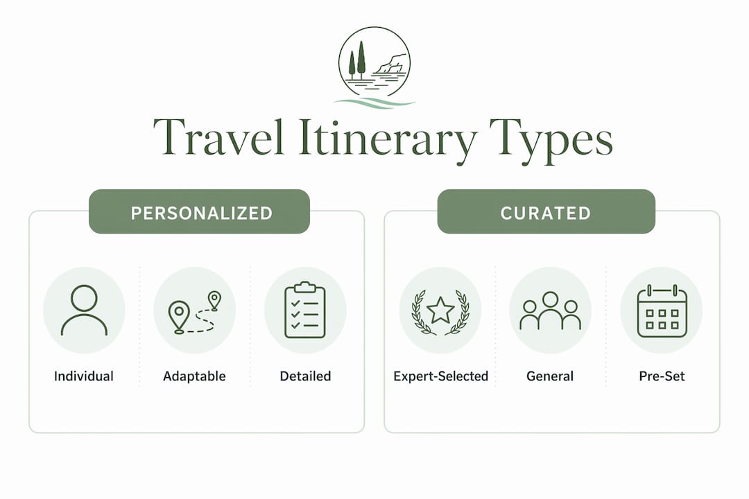 Infographic comparing personalized and curated travel itineraries