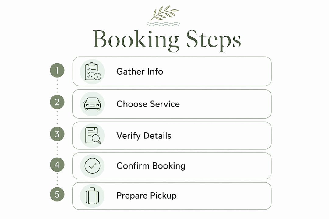 Infographic outlining steps to book a private transfer
