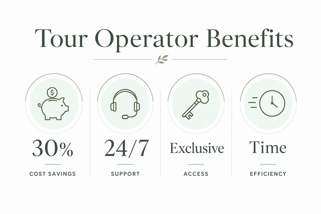 Infographic showing benefits of professional tour operators with key stats