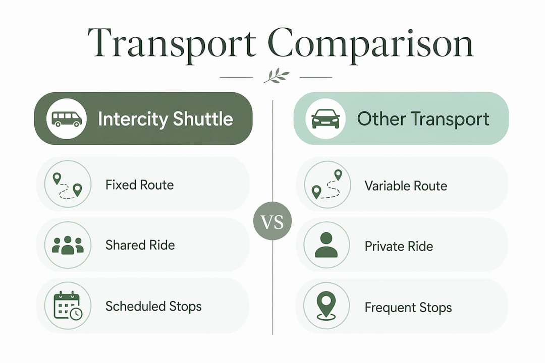 Infographic comparing intercity shuttles and other transport