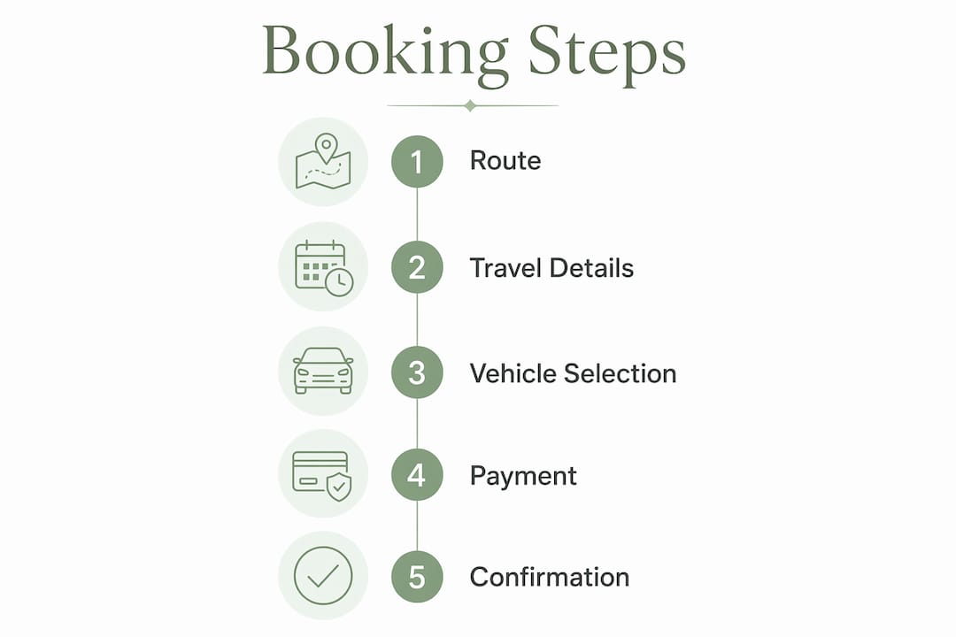 Infographic illustrating city transfer booking steps