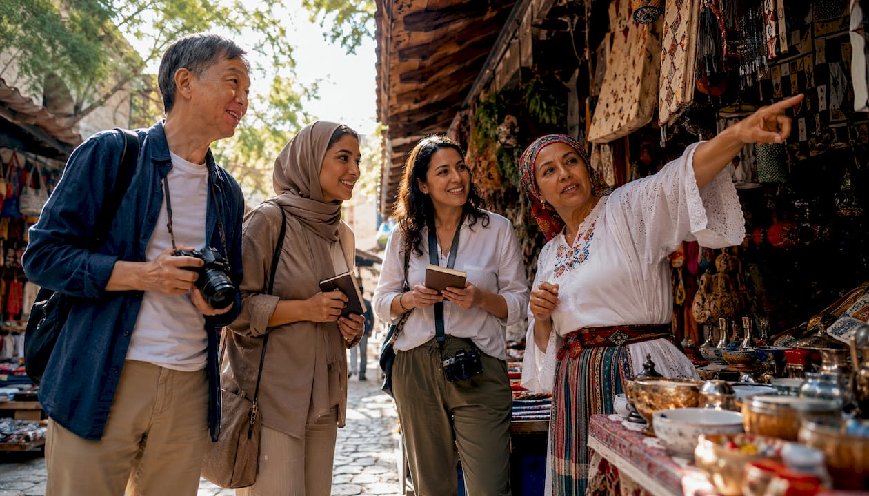Group on private cultural tour outdoors