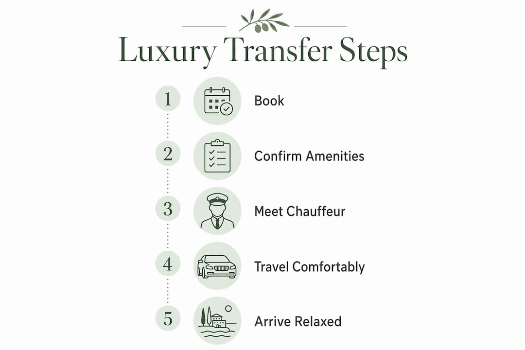 Infographic illustrating luxury transfer five-step process
