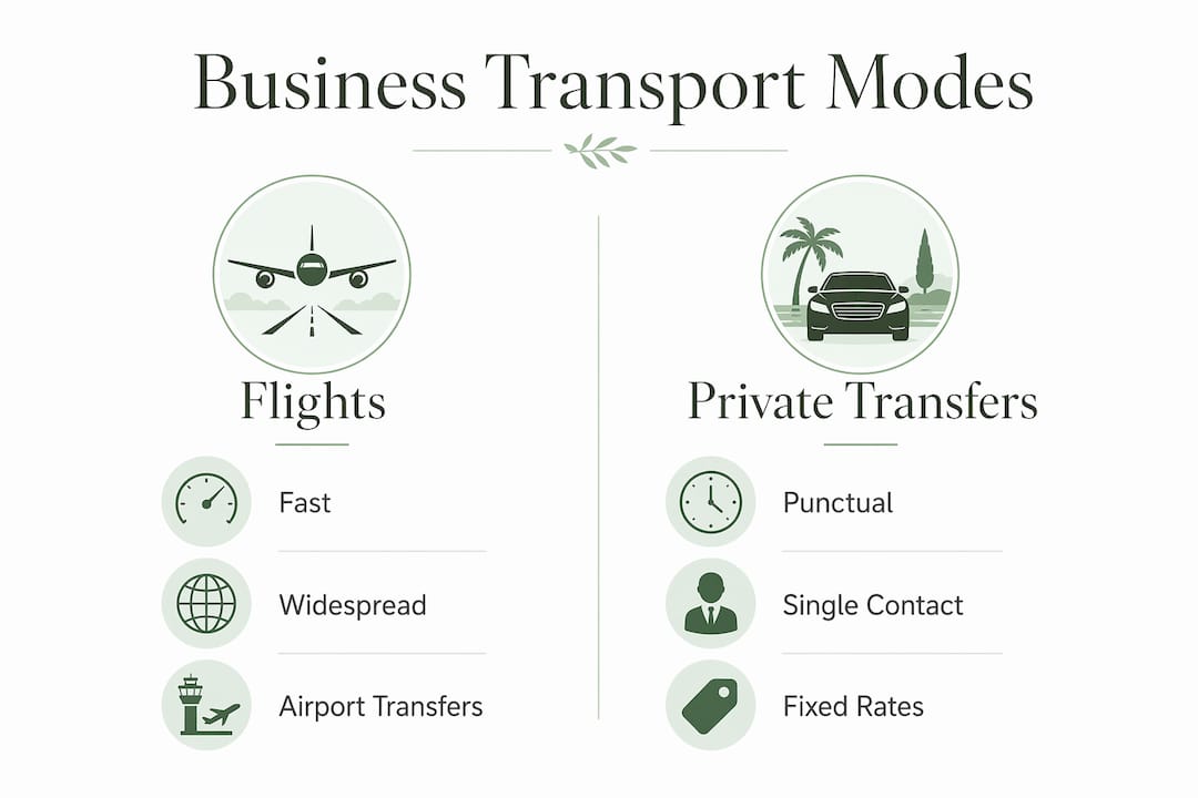 Infographic comparing business transport modes