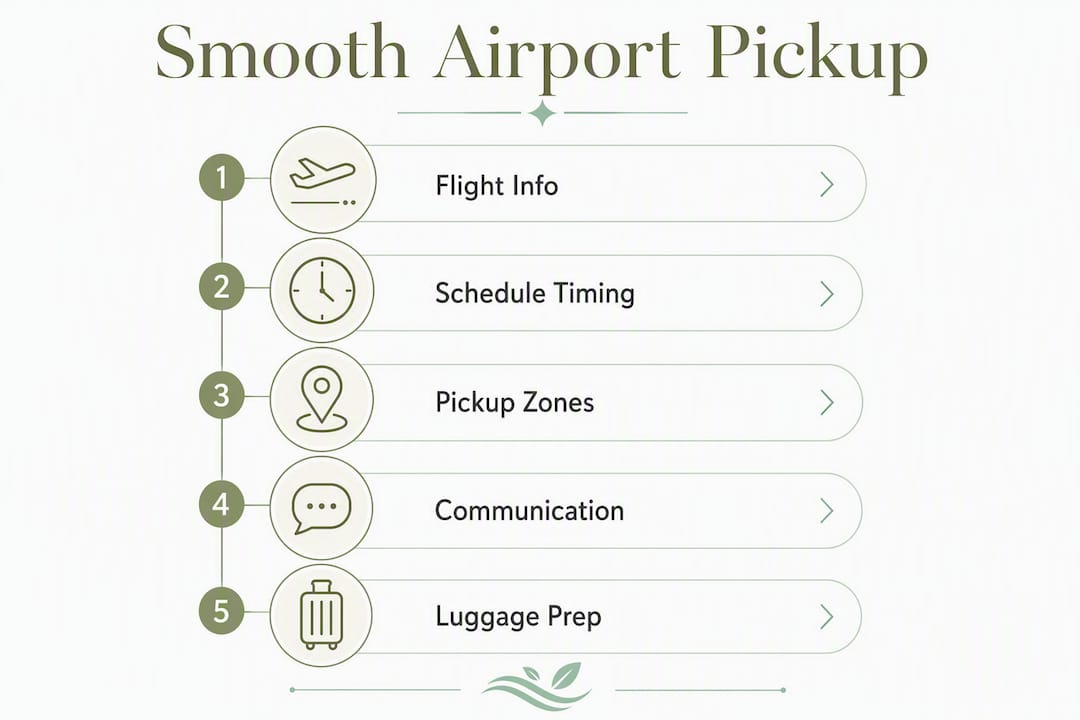 Infographic showing airport pickup step-by-step process