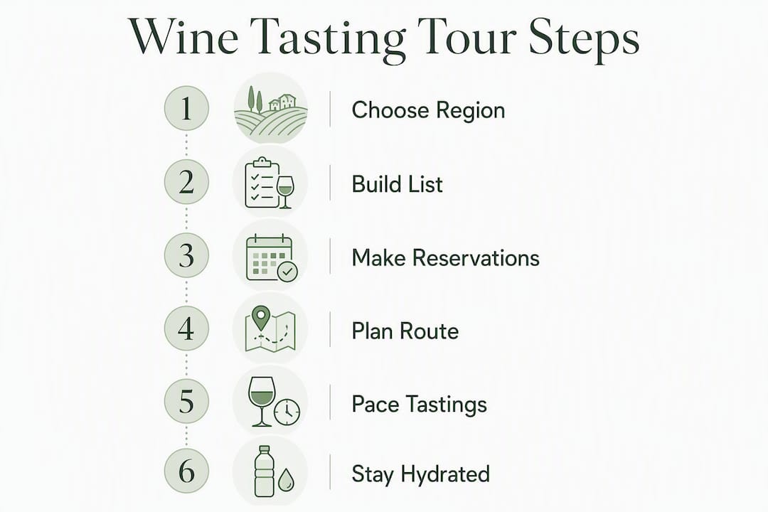 Infographic outlining wine tasting tour steps