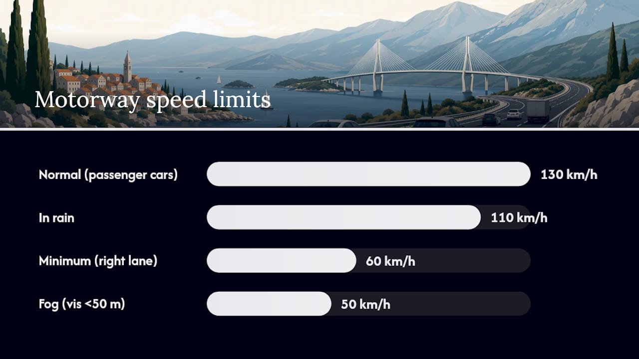 Driving on Croatian highways: rules and toll payment — overview diagram
