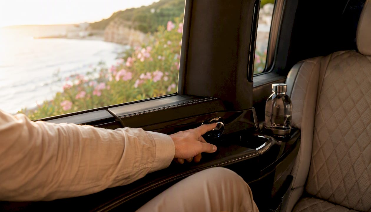 Close-up on luxury van interior and controls