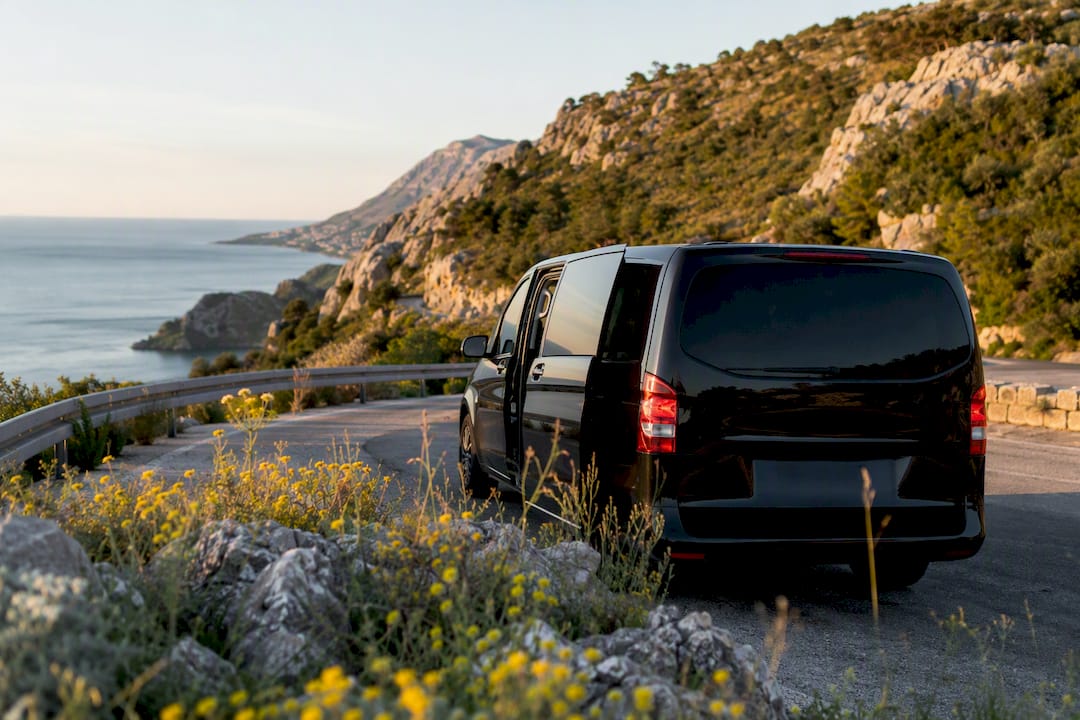 Private transfer car roadside near Croatian coast