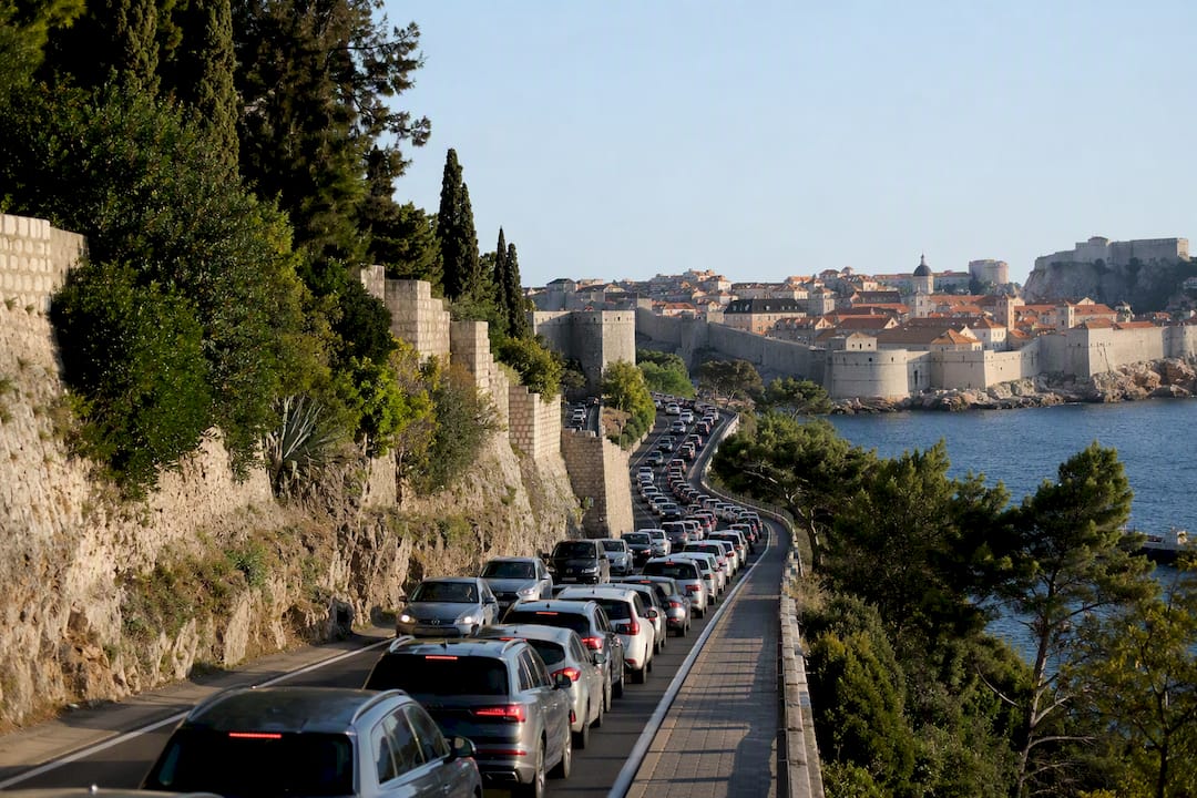 Traffic congestion near Dubrovnik Old Town