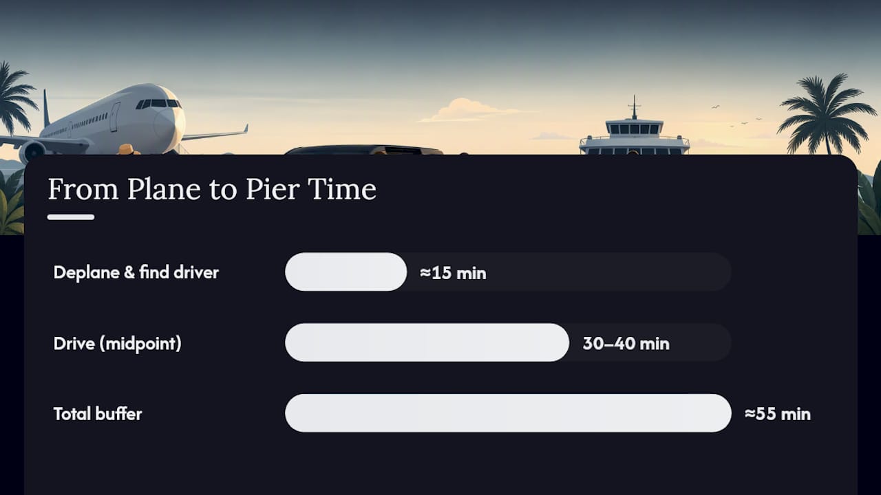 Transfer timeline from airport to ferry pier
