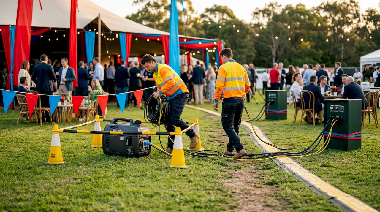 Outdoor networking event generator setup