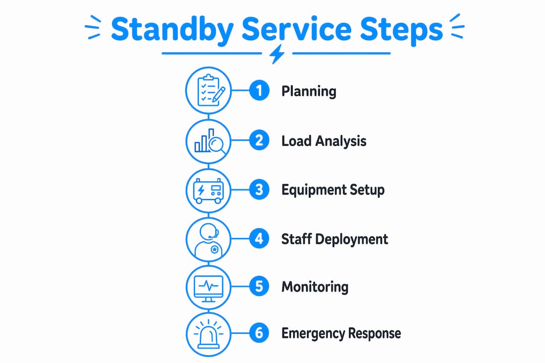 Infographic showing key steps of standby service process