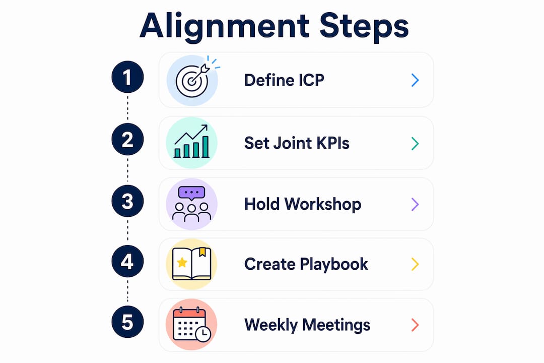 Infographic showing key steps to sales and marketing alignment