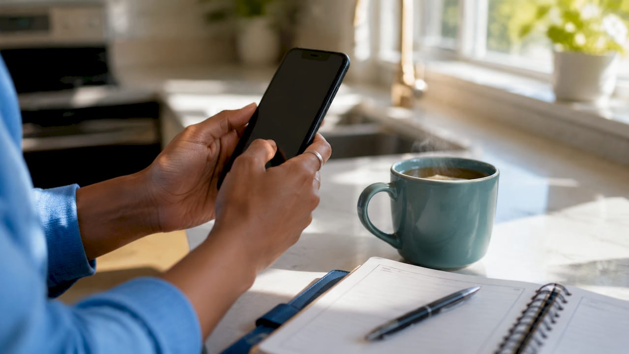 Hands testing mobile website navigation on smartphone
