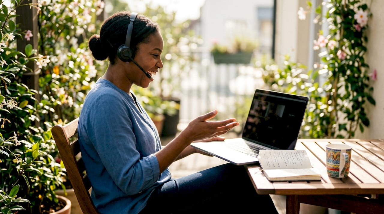 Woman hosting virtual trivia game on Zoom