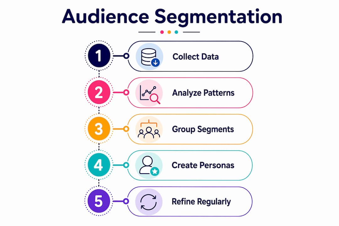 Infographic illustrating audience segmentation steps