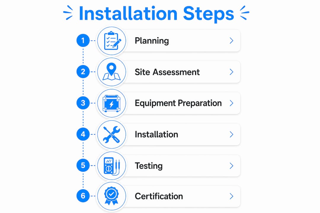 Infographic showing event distribution board installation steps