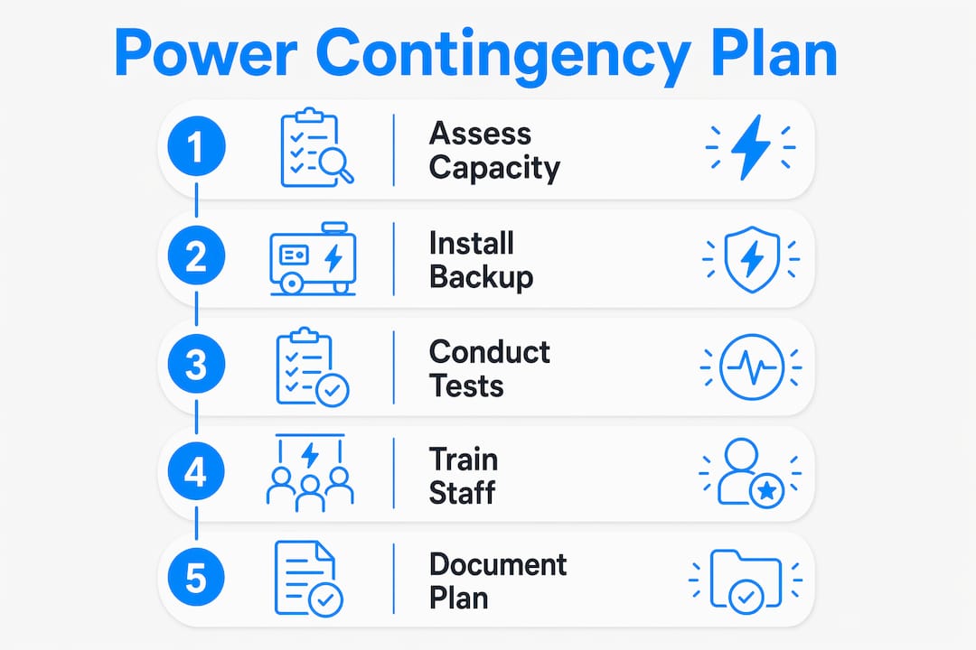 Infographic illustrating power contingency plan steps