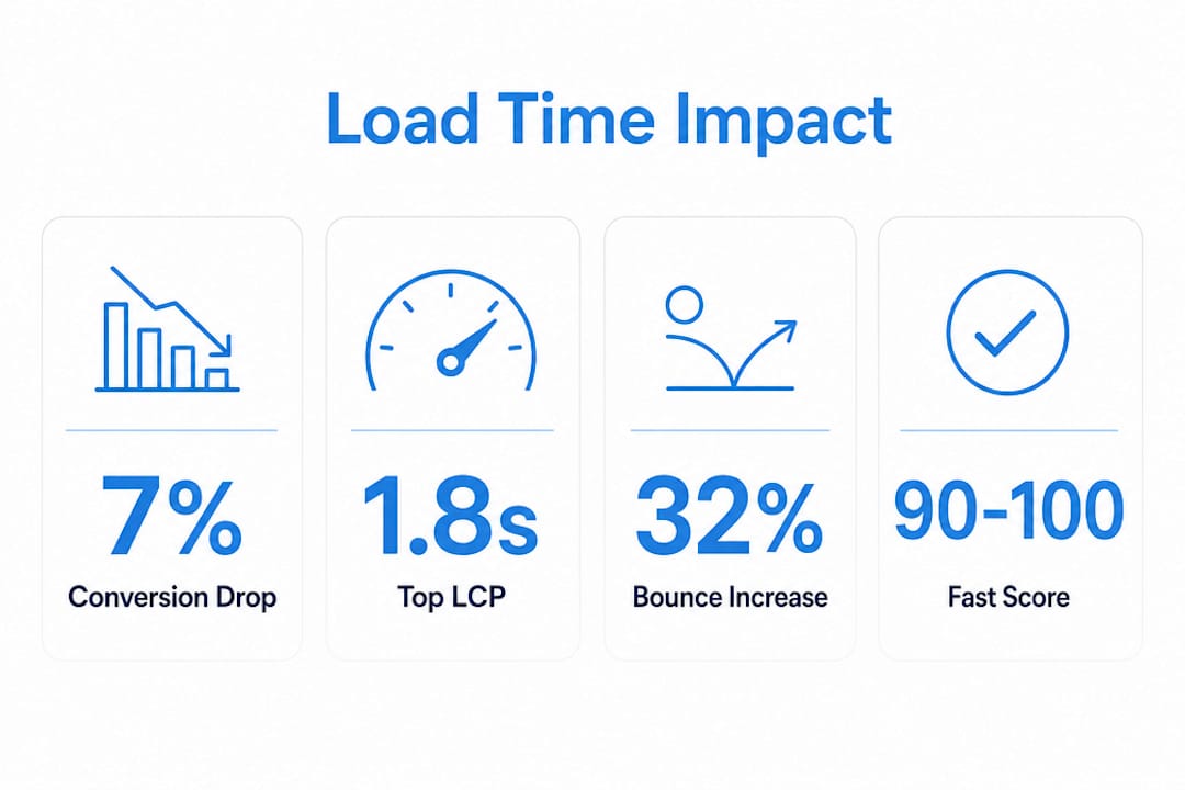 Infographic showing website load time impact statistics