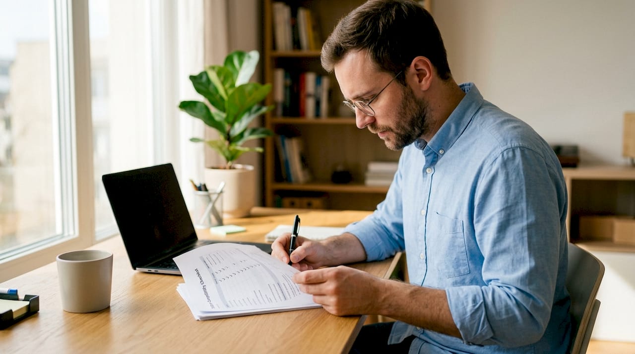 Man reviewing website CRM compatibility checklist