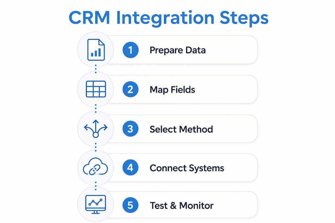 Infographic illustrating CRM integration steps