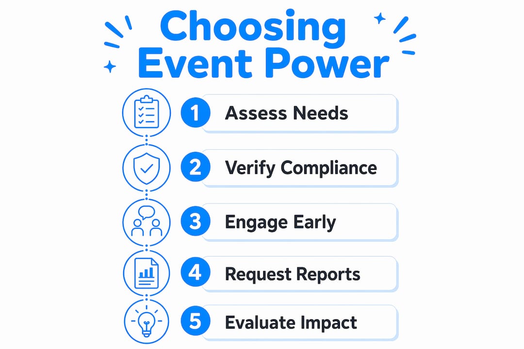 Infographic outlining steps to choose event power providers