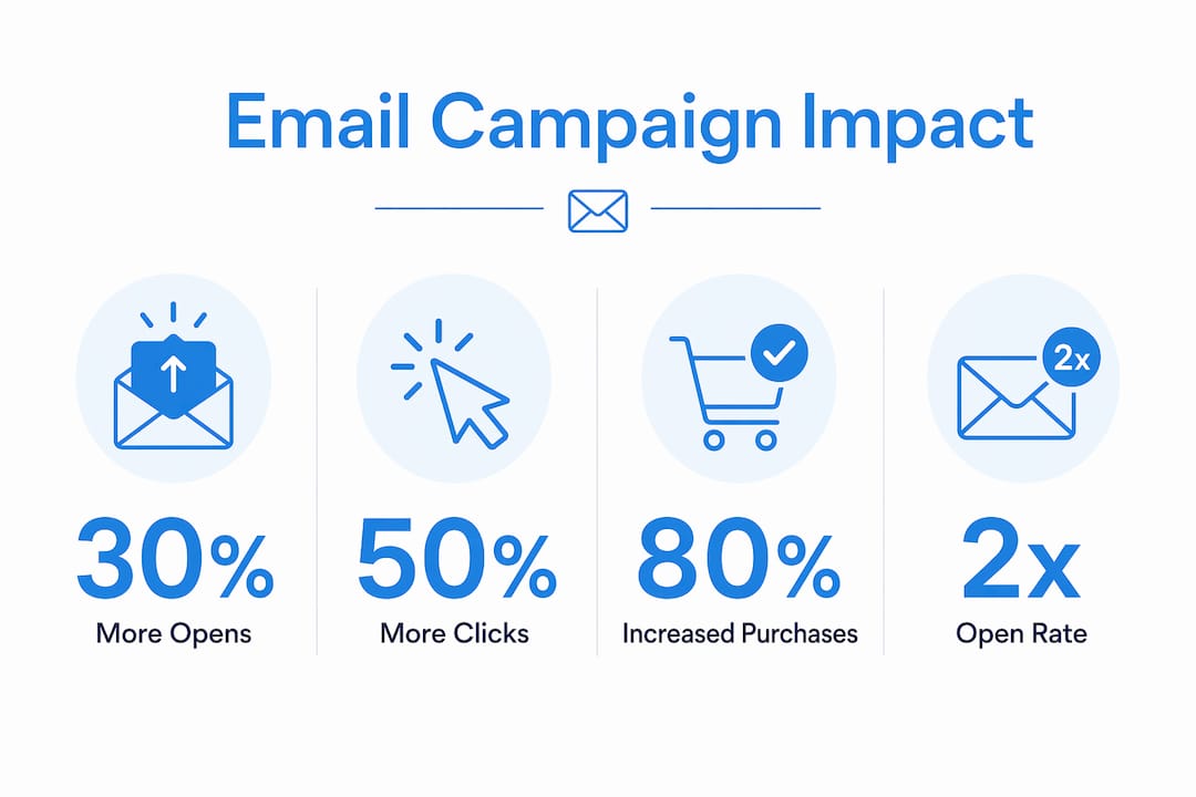 Infographic showing personalized email campaign key statistics
