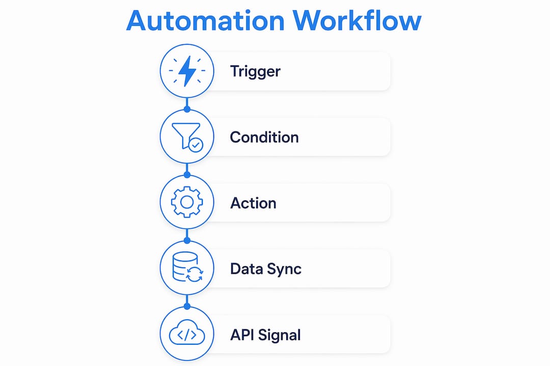 Infographic showing ecommerce automation process steps