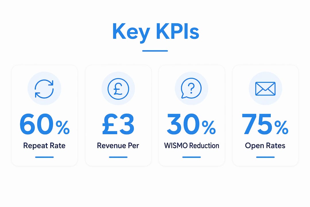 Infographic showing key KPIs for post-purchase automation