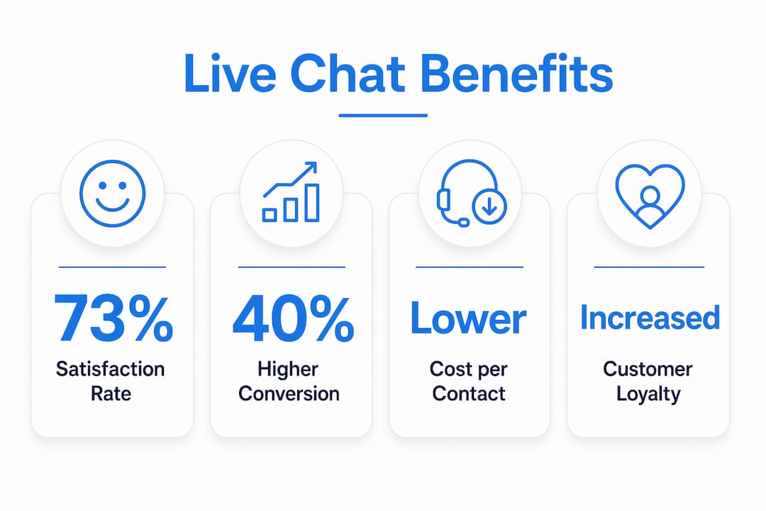 Infographic showing live chat key benefits stats