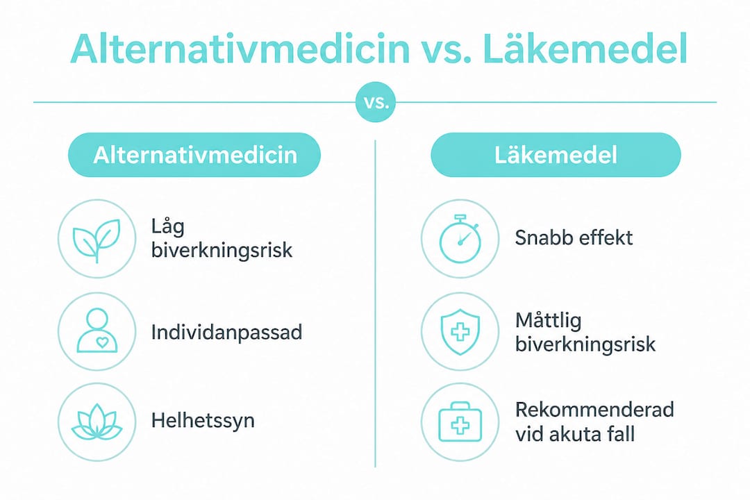 En överskådlig jämförelse mellan alternativmedicin och traditionella läkemedel