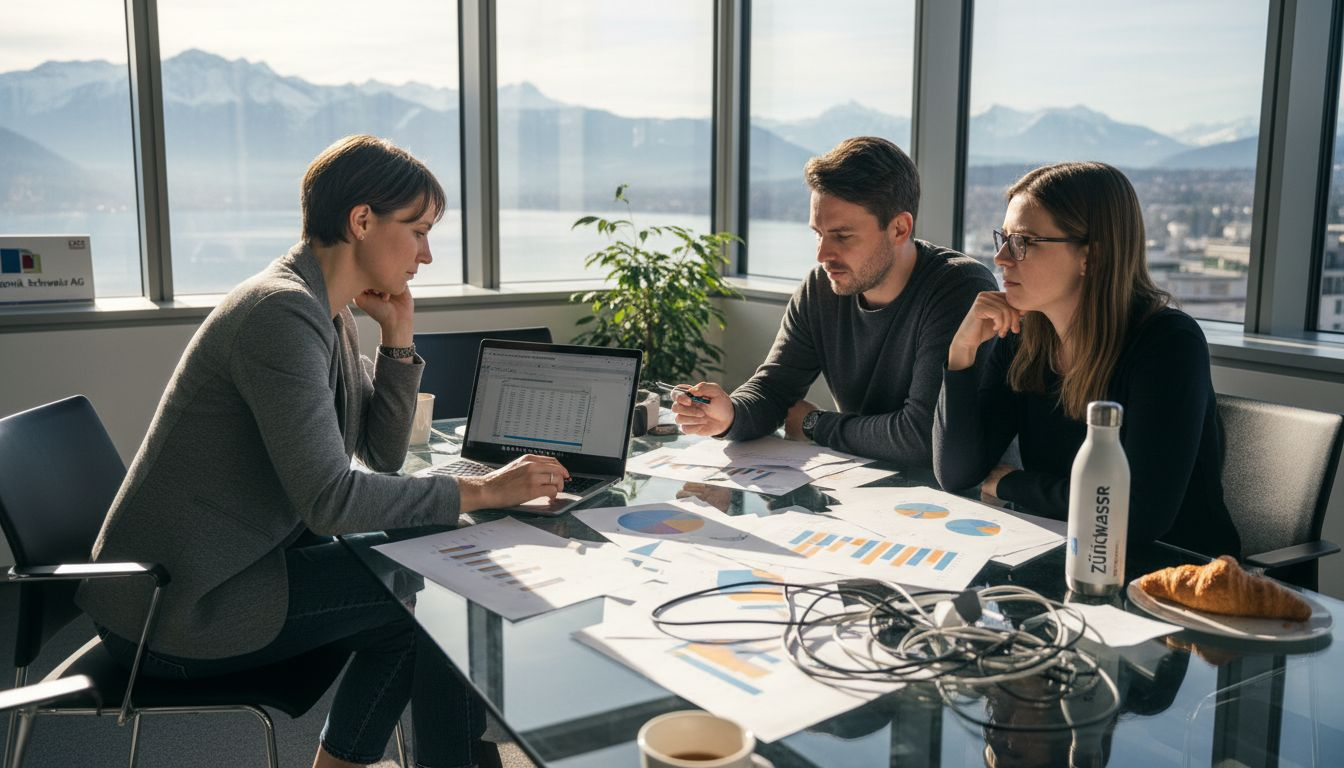 Das Marketing-Team im E-Commerce analysiert die aktuellen Zahlen und Ergebnisse der digitalen Kampagnen.