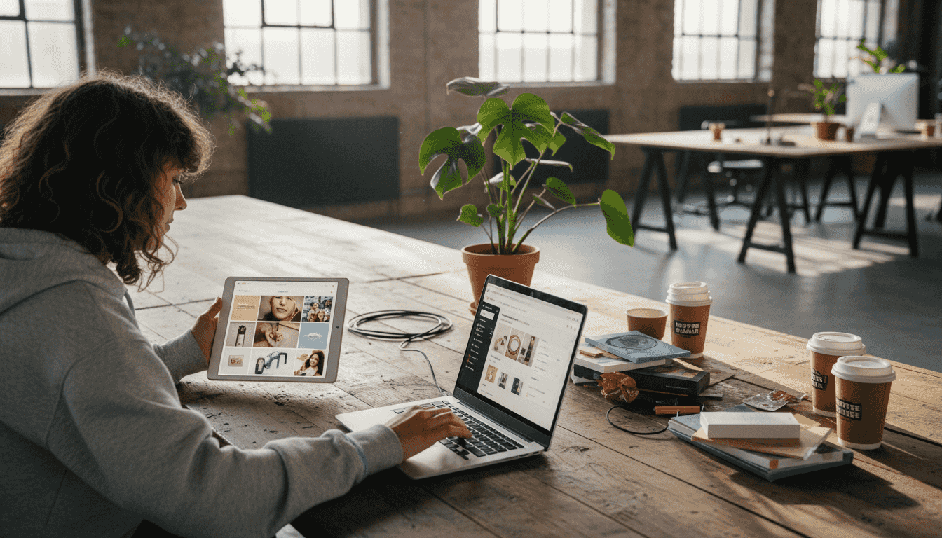 Das Agenturteam erstellt gemeinsam einen Workspace für die Planung von Instagram-Anzeigen.